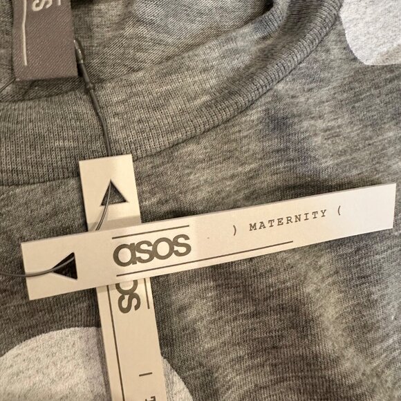 ASOS WOMENS GRAY MATERNITY TALL T SHIRT US SIZE 4 POLKA DOT - Picture 6 of 9